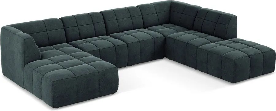 Colțar albastru cu tapițerie din catifea (în formă de "U") Aloha – Makamii