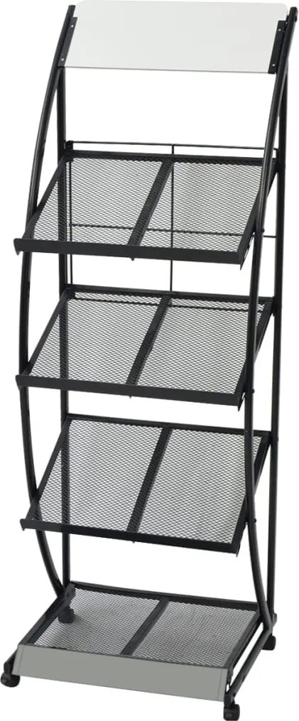vidaXL Raft reviste A4, 47 x 40 x 134 cm, negru și alb