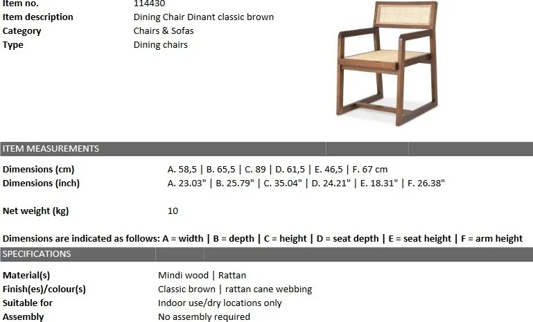 Scaun design vintage din lemn finisaj maro LUX Dinant 114430 HZ