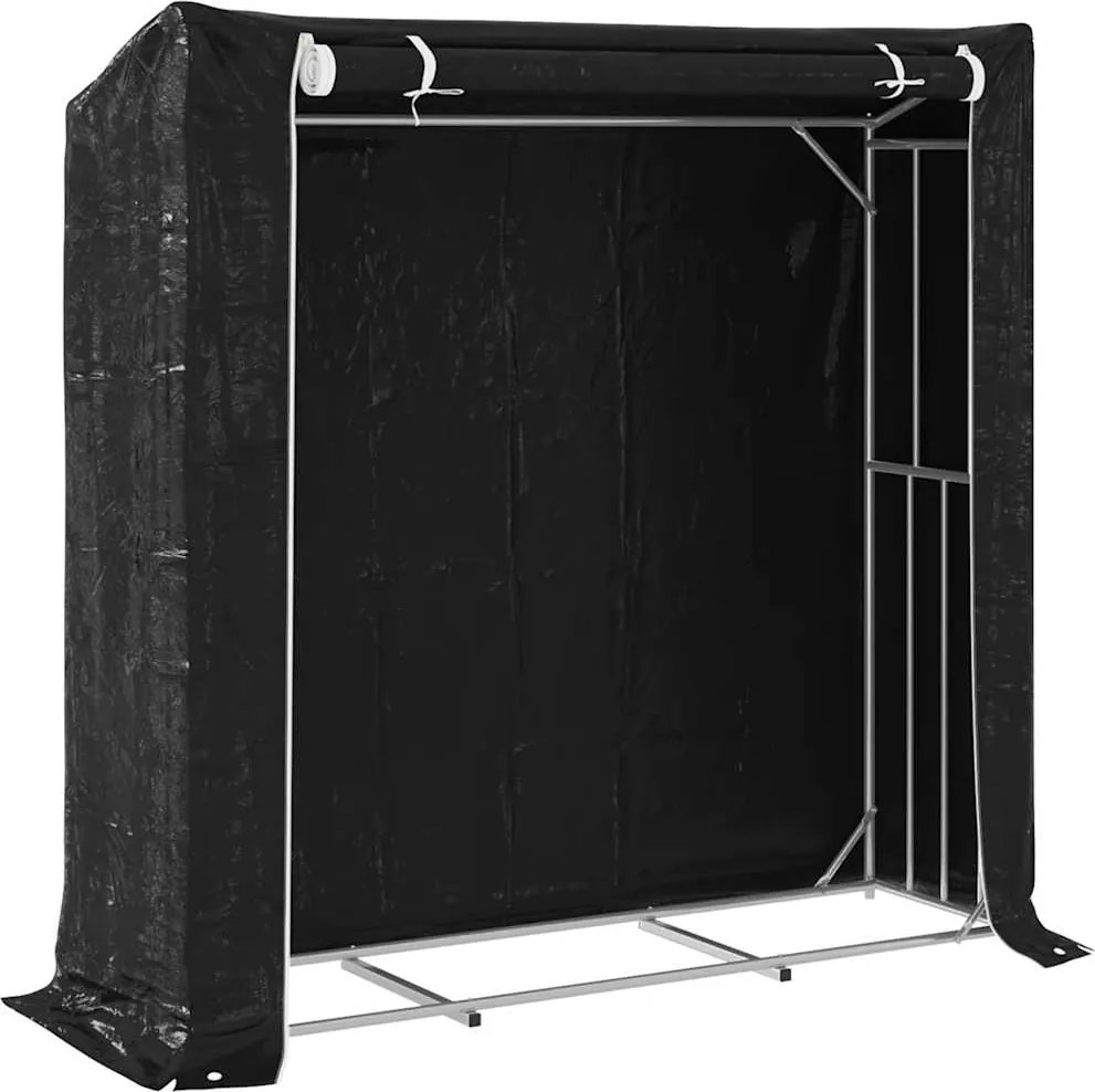 vidaXL Suport pentru lemne de foc cu capac de ploaie Oțel galvanizat