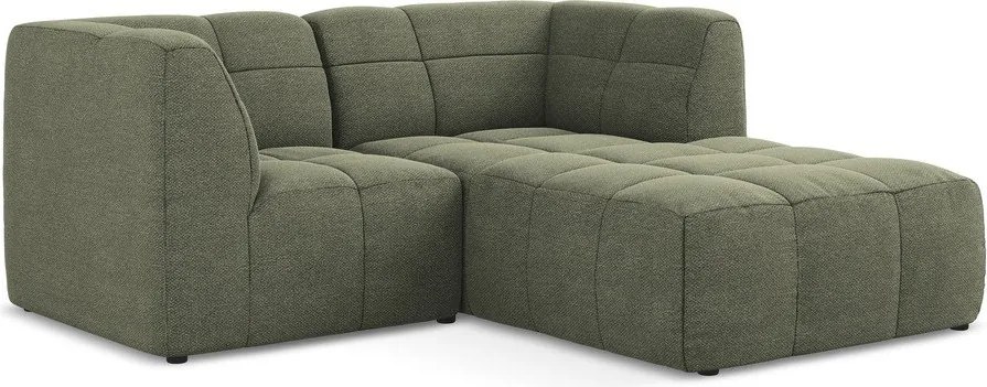 Colțar verde cu tapițerie din țesătură bouclé (cu colț pe partea dreaptă/cu șezlong) Aloha – Makamii