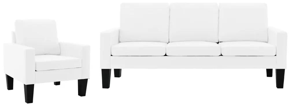 vidaXL Set de canapele, 2 piese, alb, piele ecologică