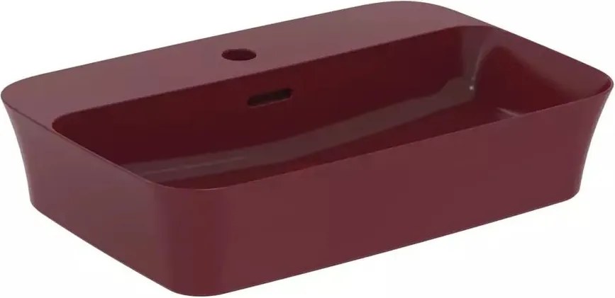 Lavoar pe blat Ideal Standard Atelier Ipalyss Pomegranate 55 cm rosu bordo cu orificiu baterie