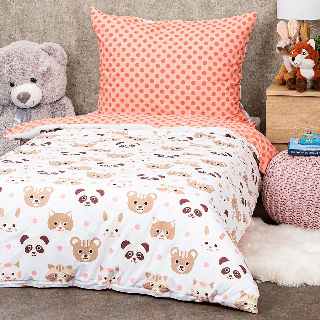 Lenjerie de pat pentru copii 4Home Cute animals, 140 x 200 cm, 70 x 90 cm