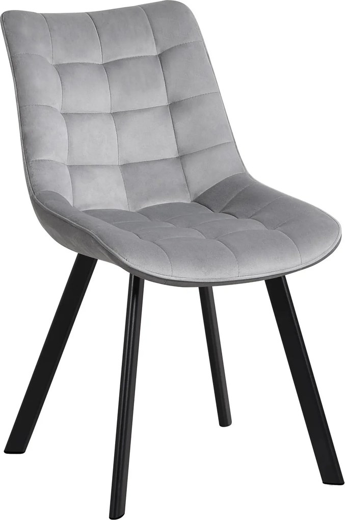 Scaun tapitat MEL, gri deschis/negru, stofa catifelata/metal, 47x56x84