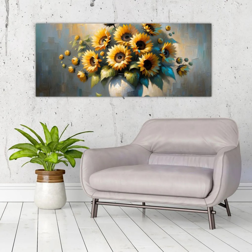 Tablou – Vază cu floarea-soarelui (120x50 cm)