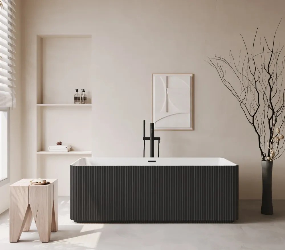 Cada acril freestanding Linea Pure, Negru Mat/Alb lucios, 170 cm, 5040
