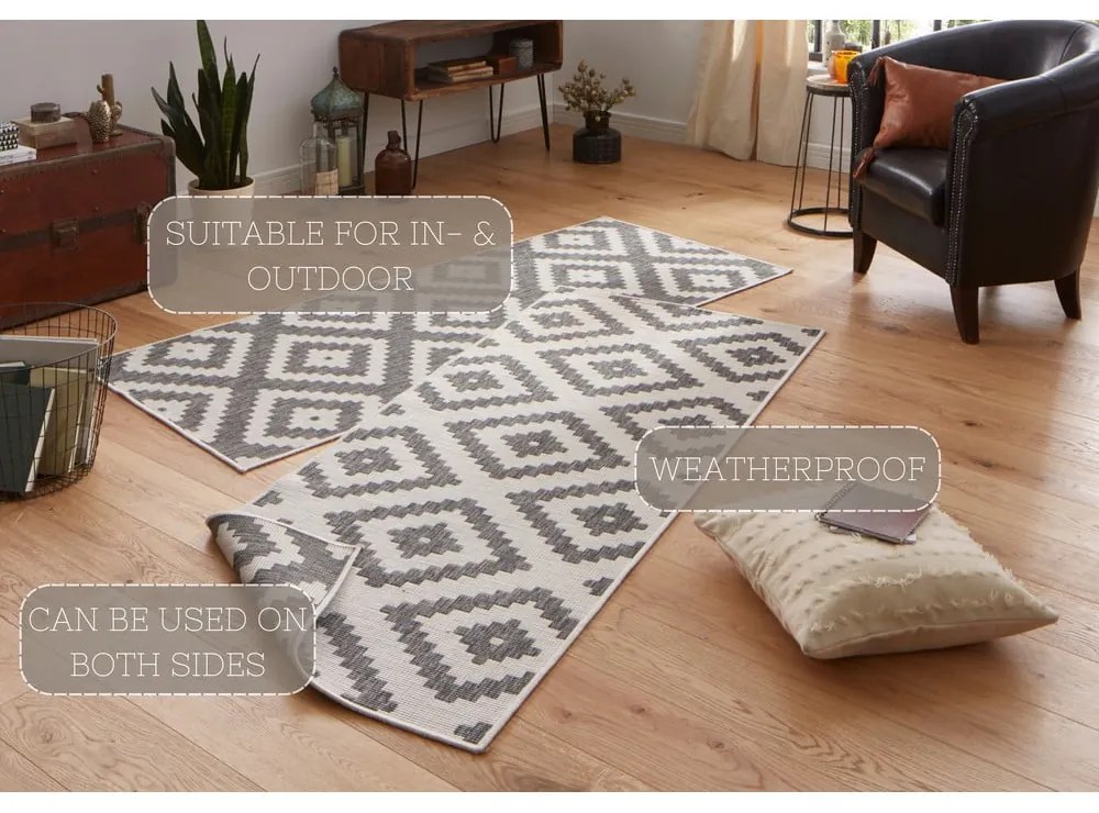 Covor pentru exterior NORTHRUGS Malta, 80 x 250 cm, gri