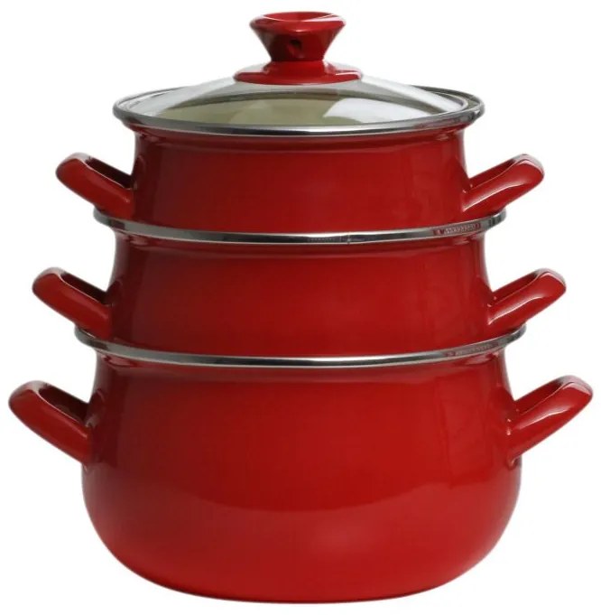 Set 6 piese oale email 16cm/18cm/20cm rosu Family