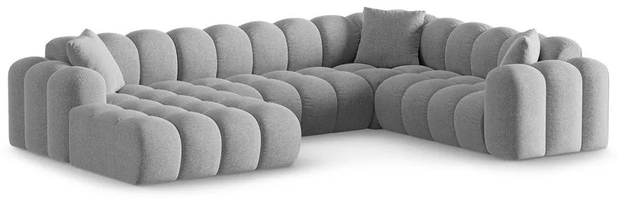 Colțar gri deschis cu tapițerie din chenille (cu colț pe partea dreaptă/în formă de "U") Treno – Cosmopolitan Design