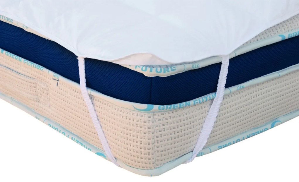 Protecție saltea cu elastic, bambus, 160x200 cm, alb, 00607