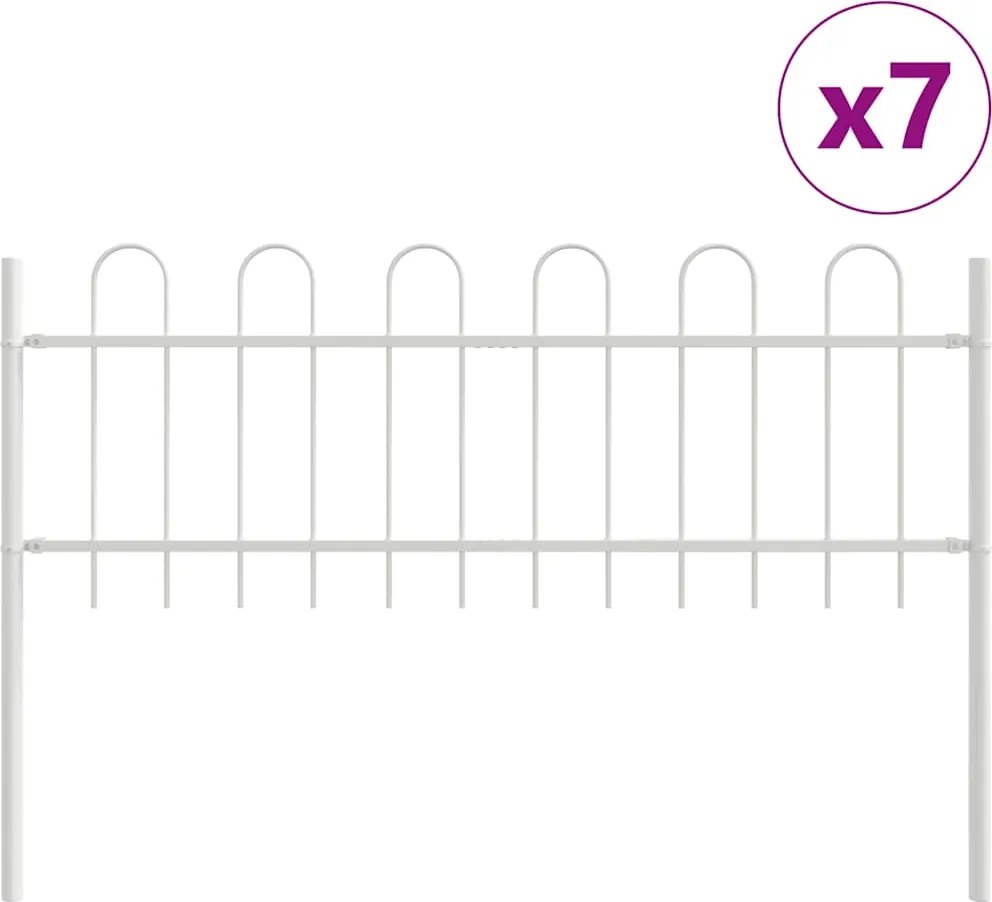 vidaXL Gard de Grădină 7 pcs Alb 11,9 x 0,6 m Oțel acoperit cu pulbere