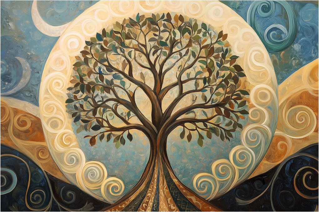 Tablou – Arborele vieții și spirale (90x60 cm)