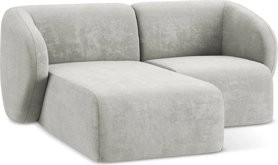 Colțar gri deschis cu tapițerie din chenille (cu colț pe partea stângă/cu șezlong) Lani – Makamii