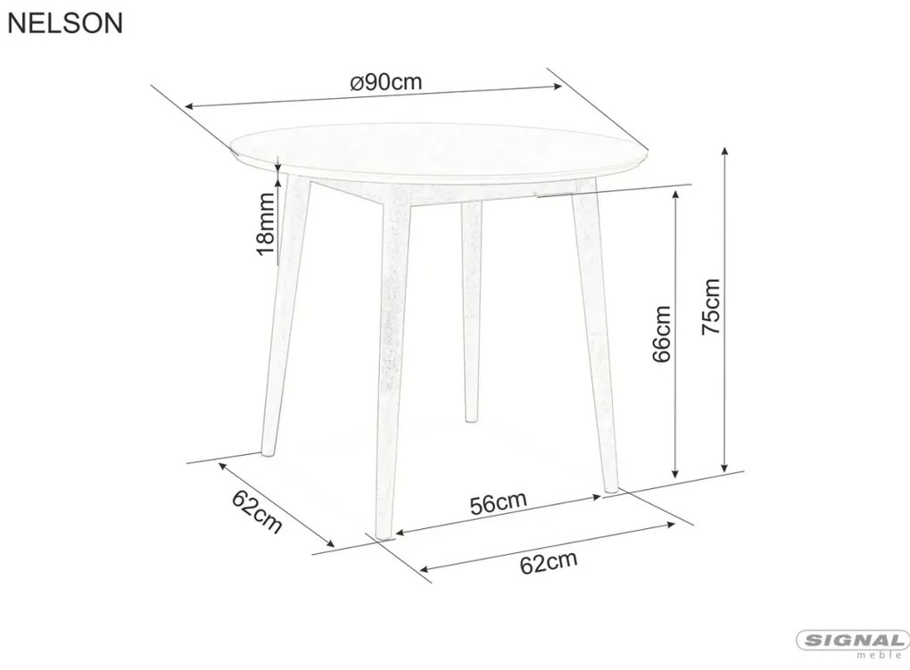 Masa rotunda Nelson stejar miere ø90 / h75 cm