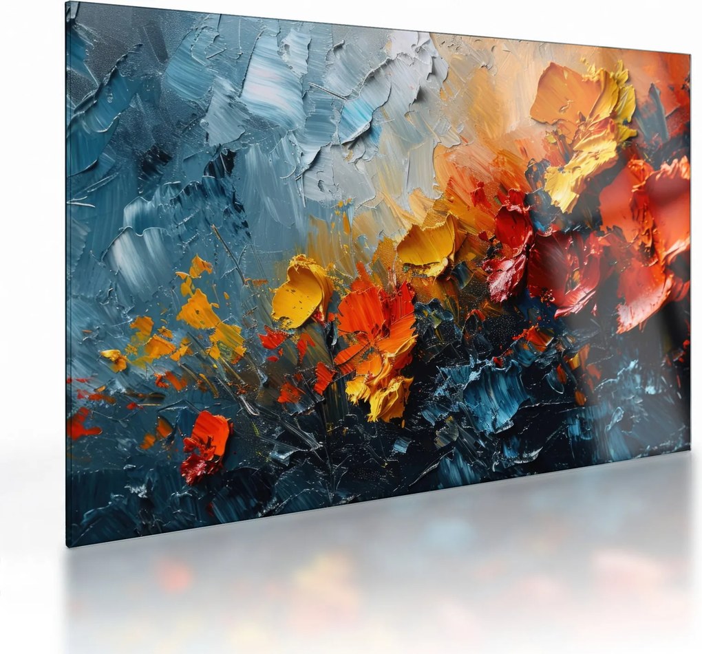 Tablou pe sticlă - Pictură abstractă de flori III. (70x50 cm)