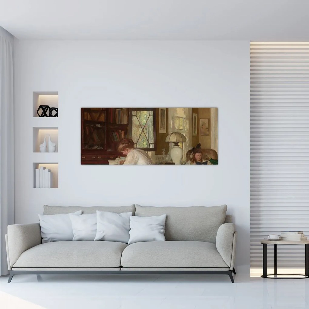 Tablou - Edmund Tarbell, Josephine and Mercie, reproducere (120x50 cm)