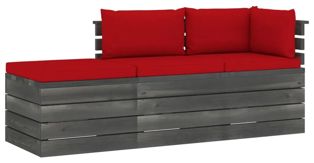 3061773 vidaXL Set mobilier grădină paleți cu perne, 3 piese, lemn masiv pin