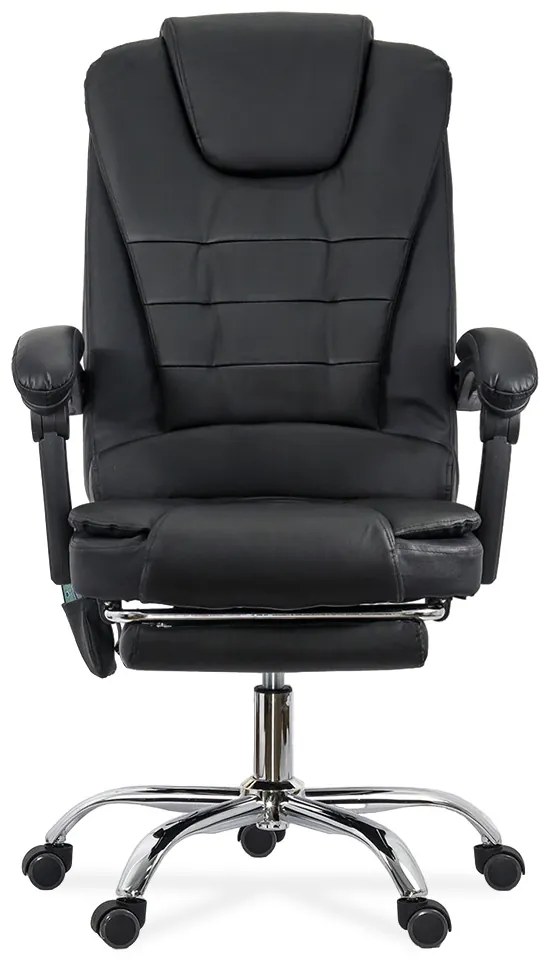 Scaun de birou cu masaj în 7 puncte din piele ecologică cu suport pentru picioare OFF 418M negru