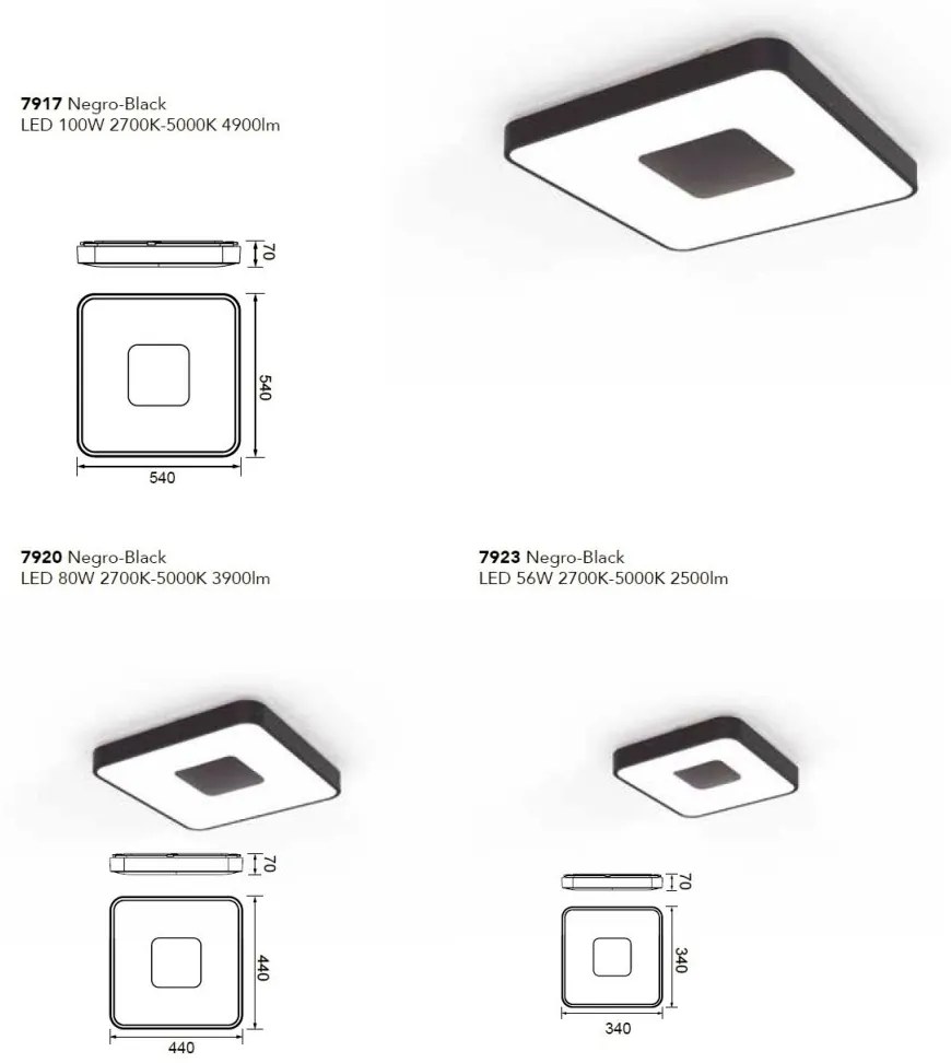 Plafoniera LED Smart dimabila cu telecomanda COIN 44x44cm neagra