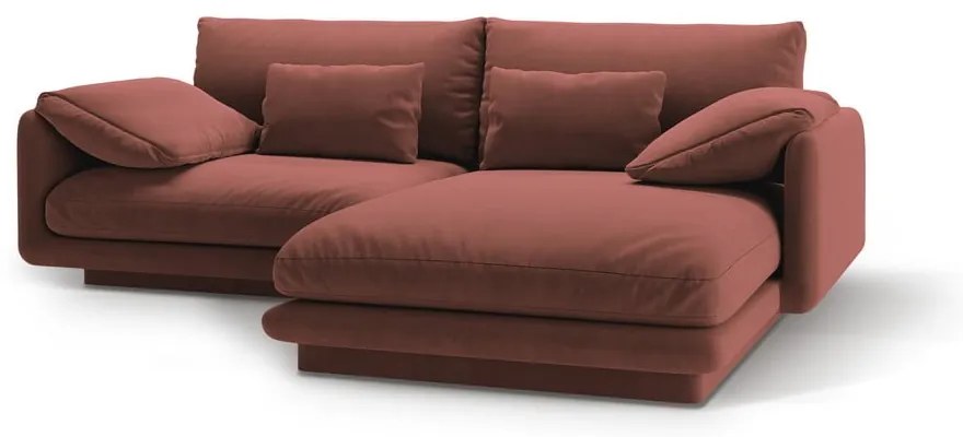 Colțar roz cu tapițerie din catifea (cu colț pe partea dreaptă/cu șezlong) Torino – Micadoni