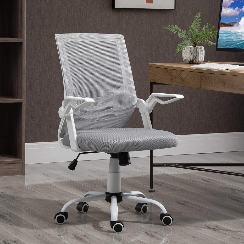 Vinsetto Scaun de Birou Ergonomic cu Suport Lombar din Țesătură, Gri | Aosom Romania