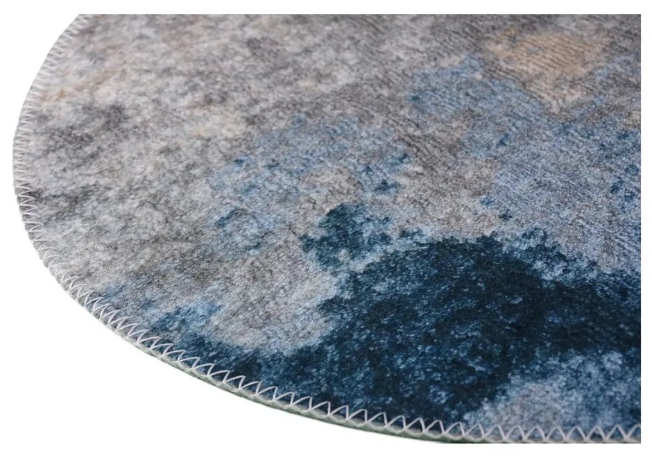 Covor albastru/gri lavabil rotund ø 120 cm – Vitaus