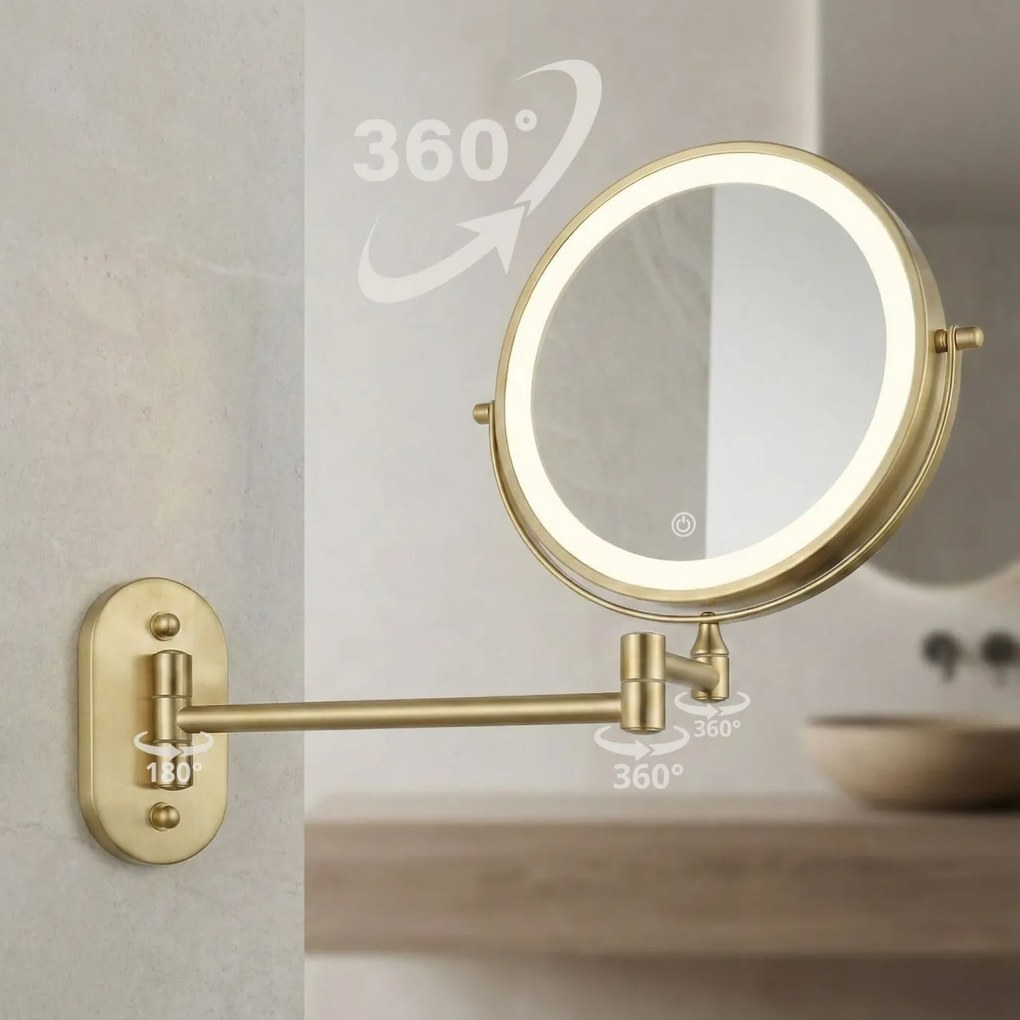 Oglindă LED Glow Brush Gold
