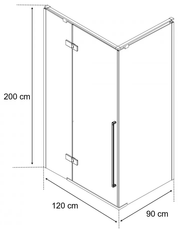 Cabină de duș pătrată Sorrento Plus 90x120 stânga cu înveliș Easy Clean