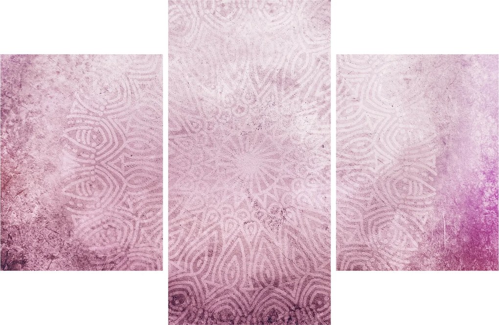 Tablou - Mandala pe zid roz (90x60 cm)