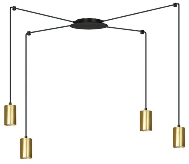 Lustra suspendata cu 4 spoturi stil minimalist TRAKER auriu/negru