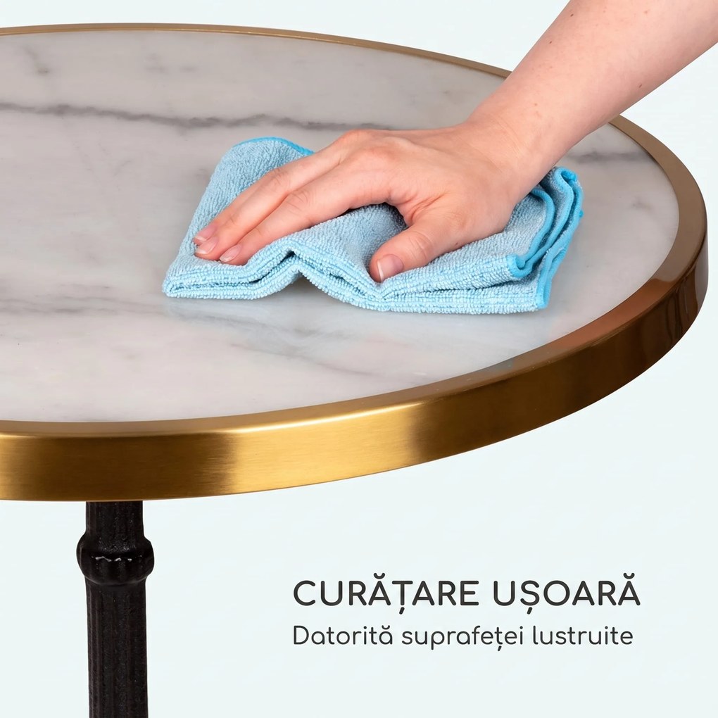 Blumfeldt Patras Lux, masă bistro cu bază cu trei picioare, masă din marmură, Ø: 57,5 cm, înălțime: 72 cm