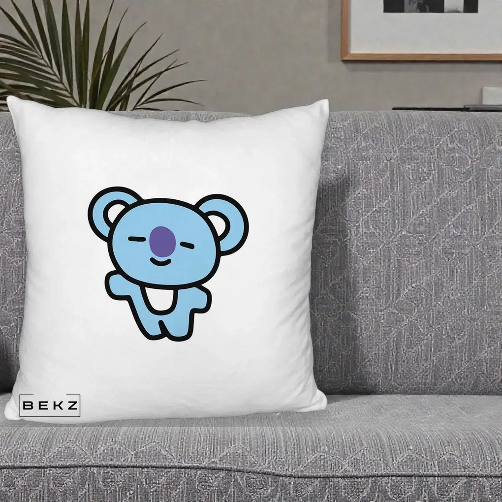 Perna Personalizata BT21 Koya Kawaii, 40x40 cm, Alb Pufos, Husa Detasabila, Perna Inclusa, BEKZ®