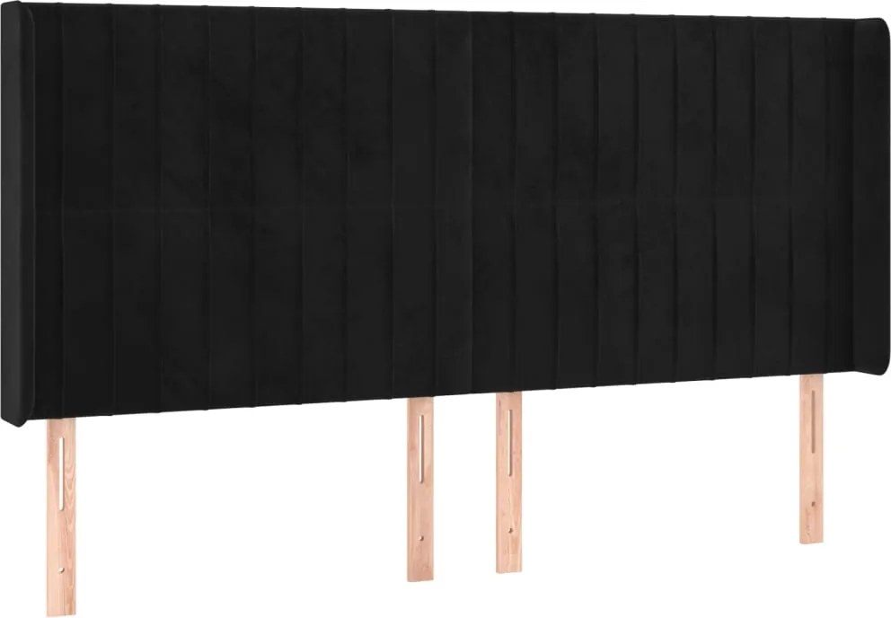 vidaXL Tăblie de pat cu aripioare, negru, 183x16x118/128 cm, catifea