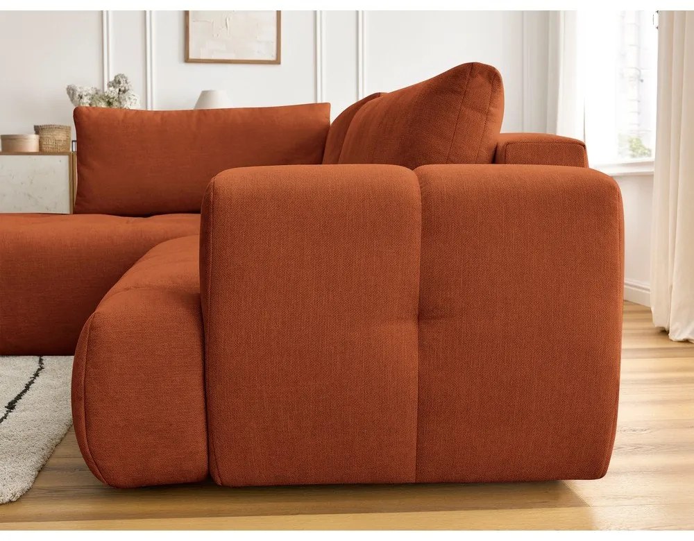 Colțar cărămiziu extensibil/cu spațiu de depozitare (cu colț pe partea stângă/în formă de ”L”) Fuji – Bobochic Paris