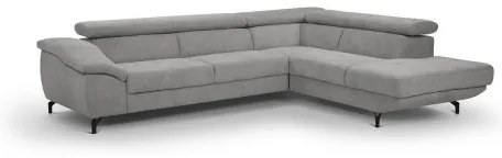 Canapea colțar extensibilă cu spațiu de depozitare, model BRESCIA, dreapta, gri