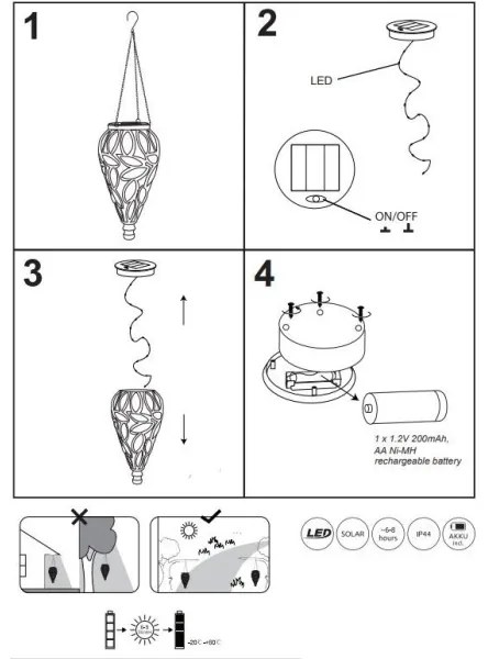 Corp de iluminat LED solar SOLAR LED/0,9W/3,2V IP44 galben Globo 36131A