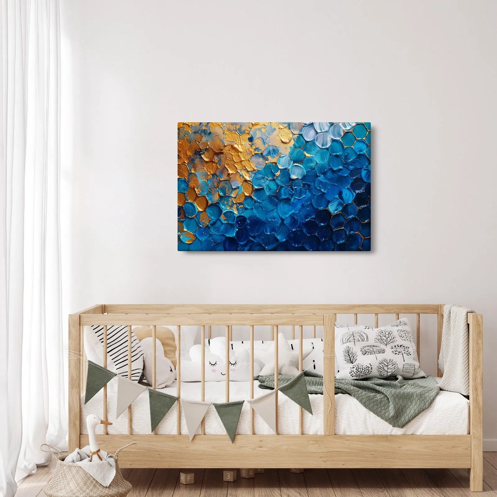 Tablou - Pictura albastru-auriu (90x60 cm)