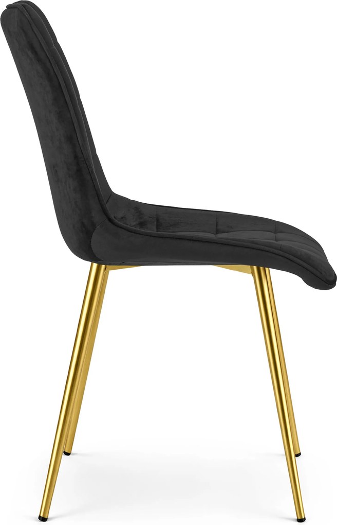 Scaun de masa SPLIT VELVET cu picioare aurii, negru