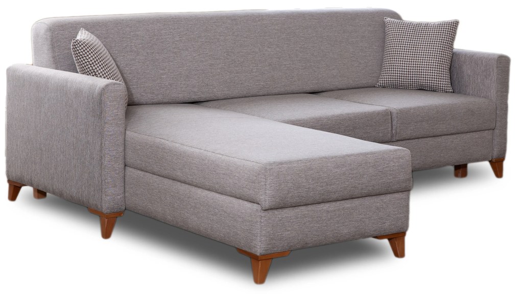 Coltar gri sunrise cu picioare din lemn (230/180/85cm)
