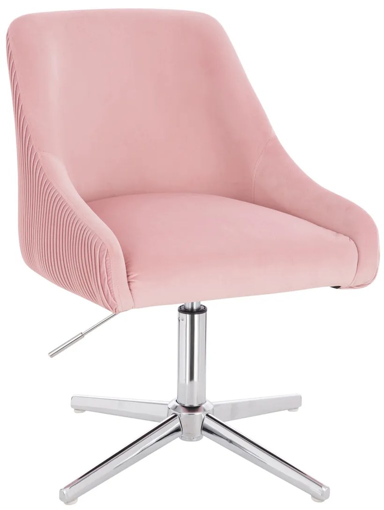 HR920CROSS Scaun Roz Pudra din Catifea cu Bază Cromata