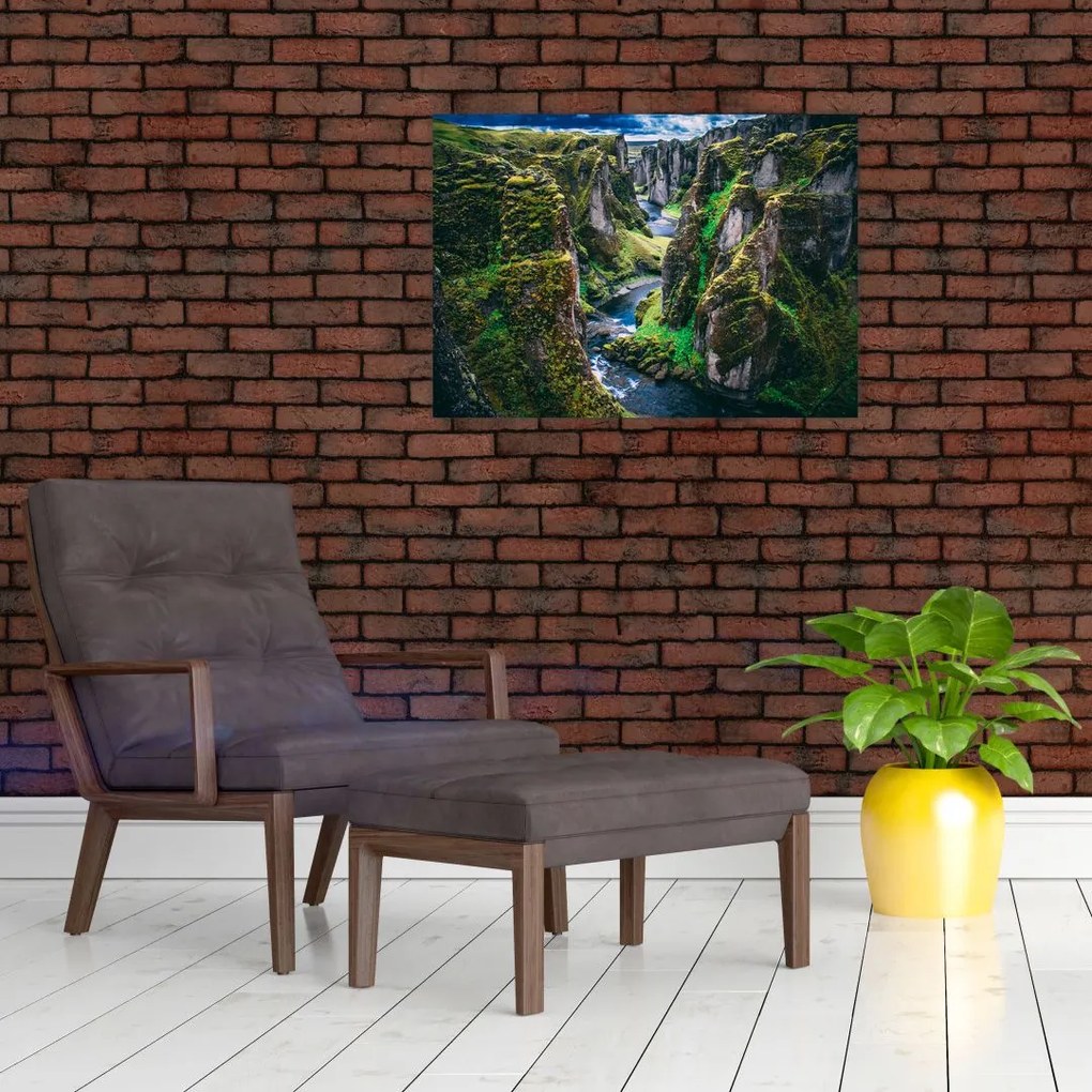 Tablou - Râu într-o vale stâncoasă (70x50 cm)