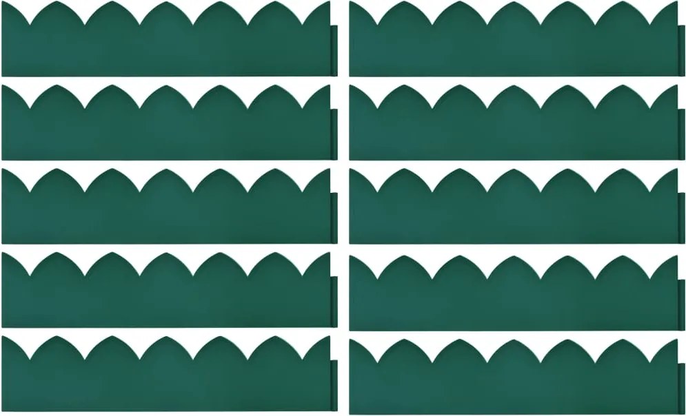 vidaXL Borduri de gazon, 10 buc., verde, 65x15 cm, PP