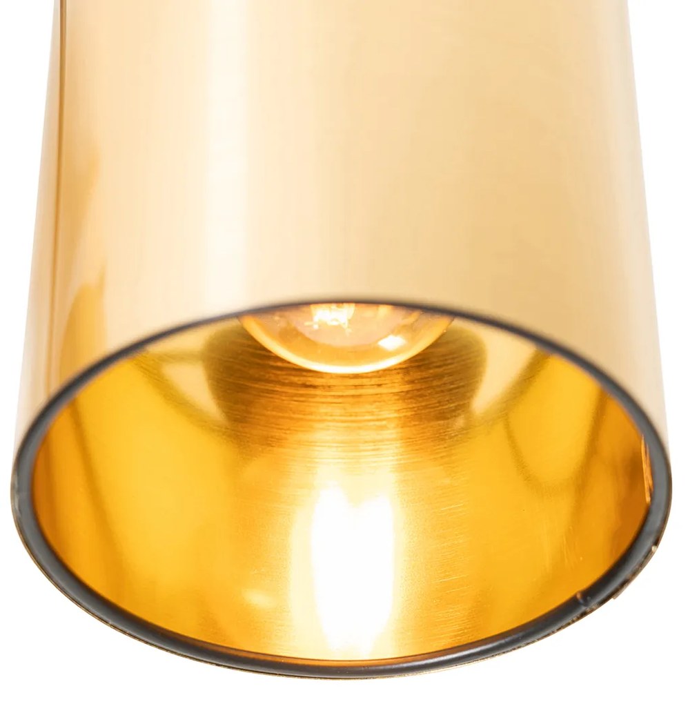 Plafoniera moderna neagra cu auriu 6 lumini - Lofty