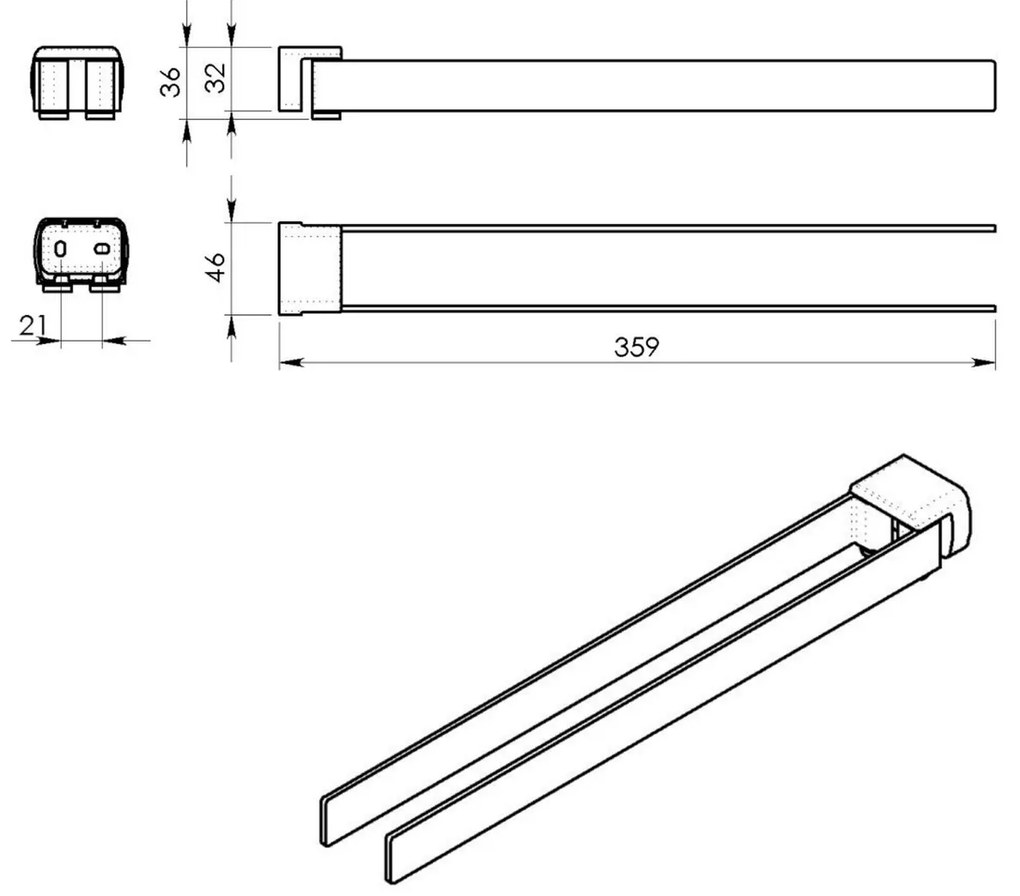 Suport dublu rotativ GEDY PI2302 Pirenei pentruprosoape, 35 cm, alb mat