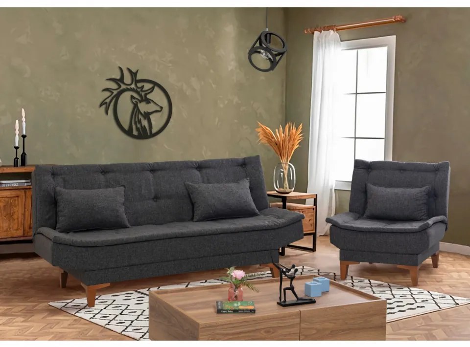 Set Canapea si Fotoliu Extensibile Santo, Antracit