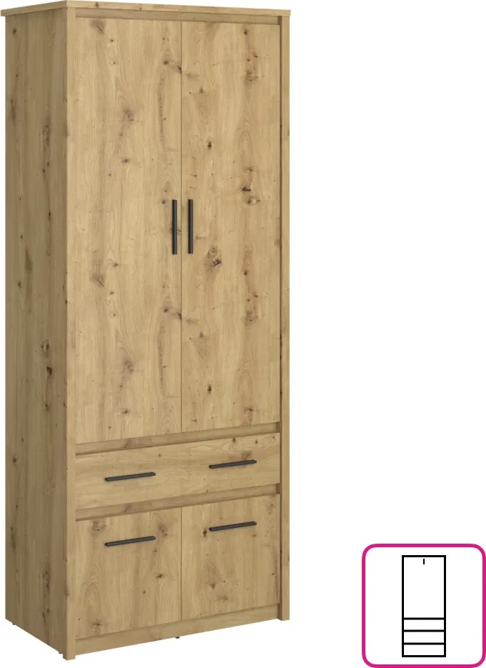 Dulap 4D1S/40, stejar Artisan, AIRON