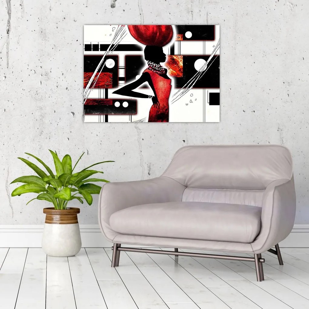 Tablou picuturii cu damă străveche (70x50 cm)