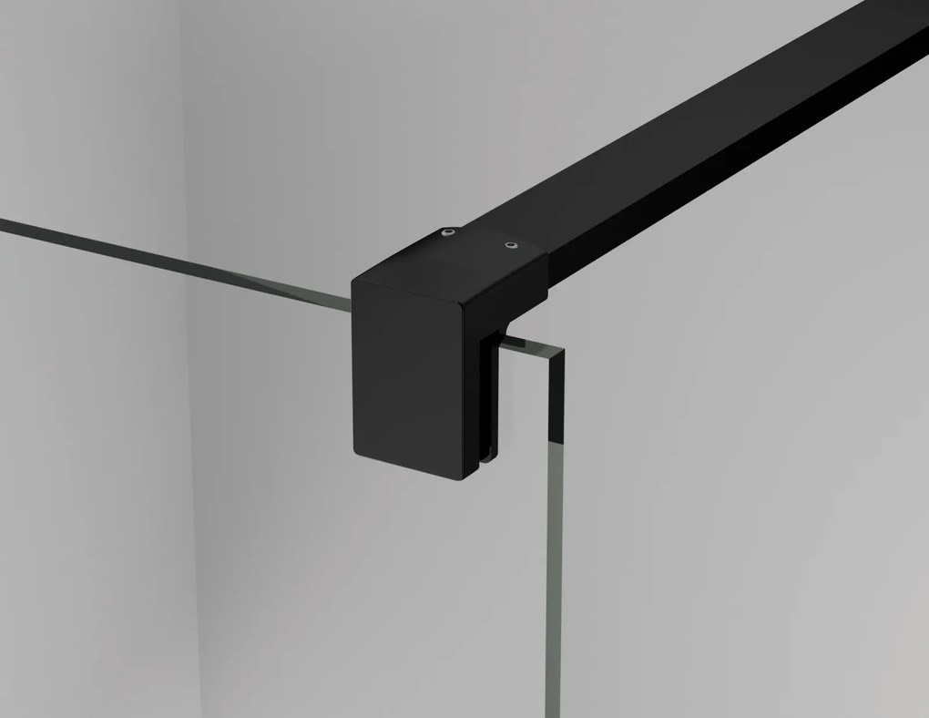 Paravan dus sticla walk-in 80x200 cm cu cadru metalic negru Sanswiss Easy 800x2000 mm, Negru mat