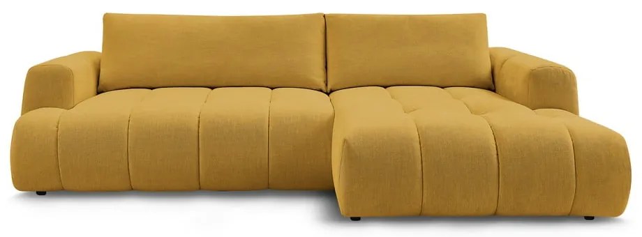 Colțar galben muștar extensibil/cu spațiu de depozitare (cu colț pe partea dreaptă/cu șezlong) Fuji – Bobochic Paris